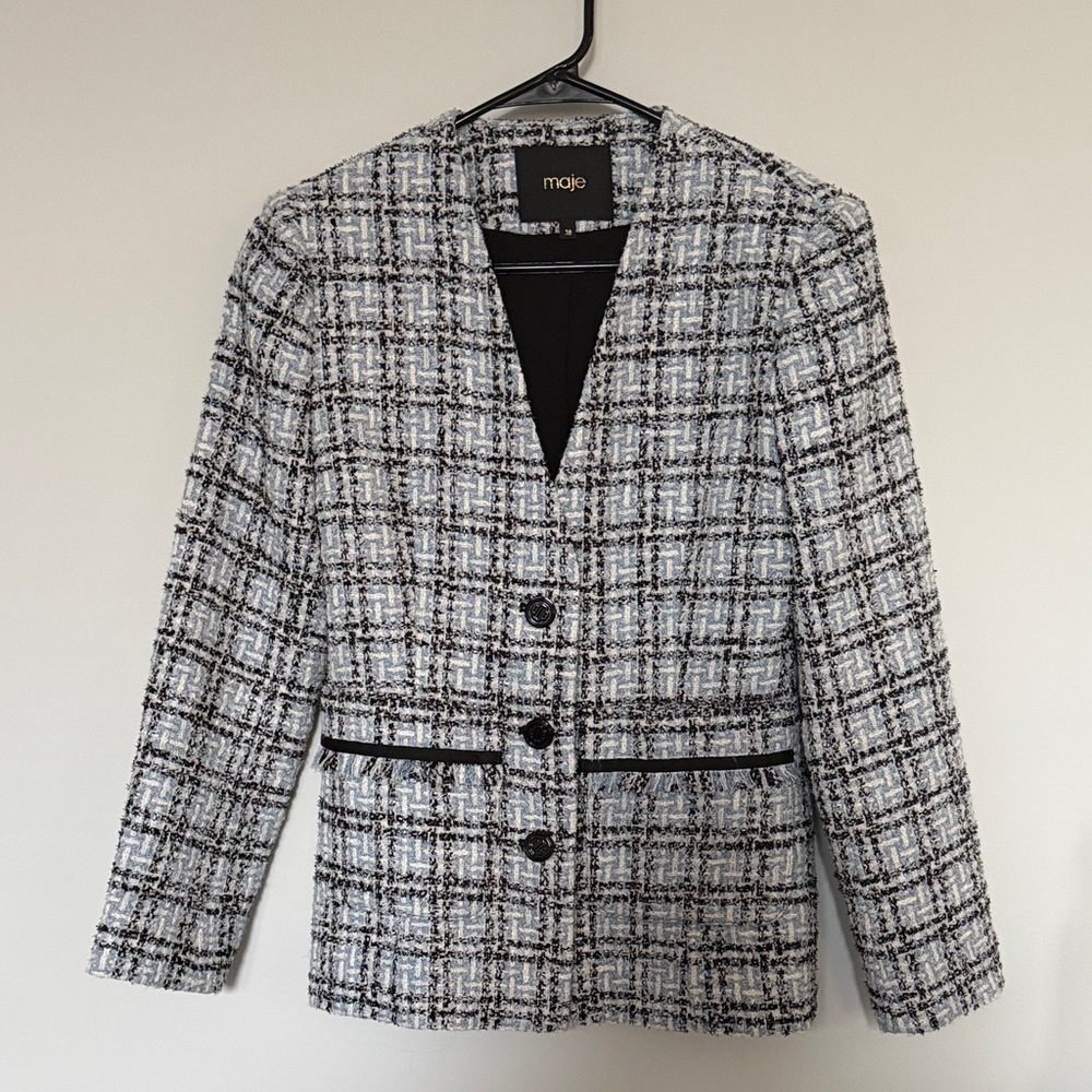 Maje Monochrome Tweed Blazer